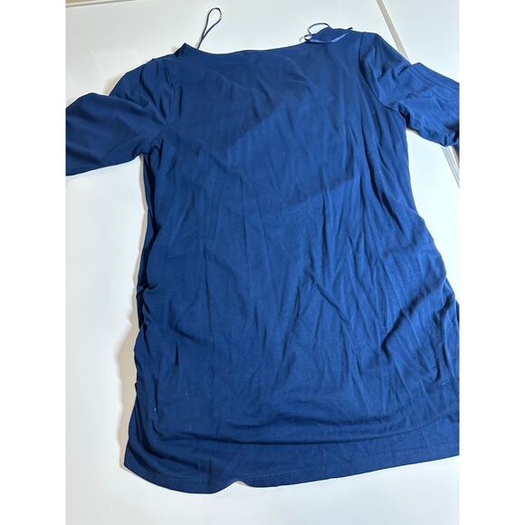 Women L Vince Camuto blue 3/4 sleeve wrap v-neck blouse top shirt work casual - Picture 9 of 10